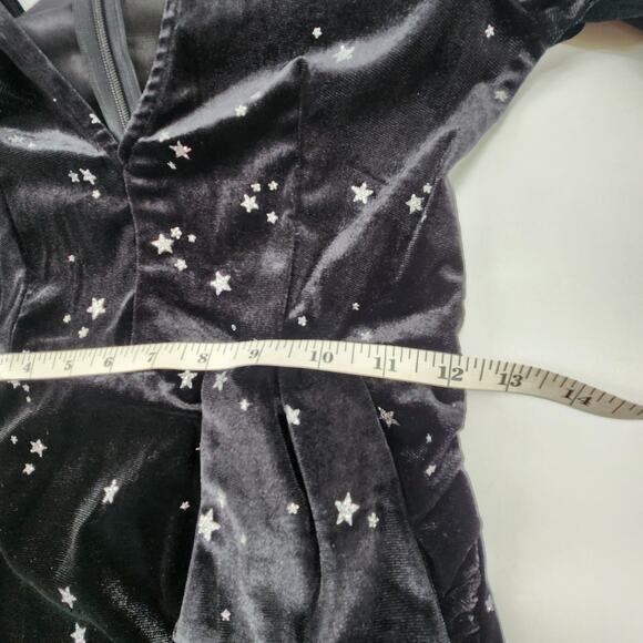 Double Crazy V-Neck Star print Velvet Wrap Mini Dress Size S Ruched Bodycon - Picture 12 of 13